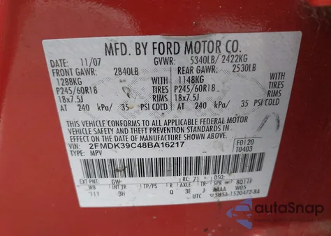 2008 Ford Edge Limited from USA, damaged, VIN 2FMDK39C48BA16217